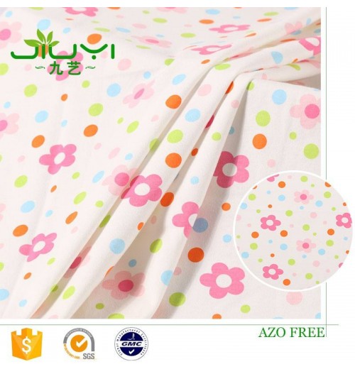 Wholesale 100% cotton knit interlock flower print gingham fabric textile fabric Wholesale 100% cotton knit interlock flower print gingham fabric textile fabric