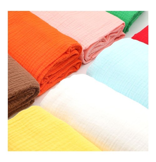 Custom Muslin Fabric 120gsm 100% Organic Cotton Double Gauze Crepe Fabric For Baby Swaddle Garment Custom Muslin Fabric 120gsm 100% Organic Cotton Double Gauze Crepe Fabric For Baby Swaddle Garment