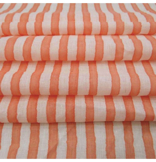 Striped Hand Block Print Fabric 100% Cotton Hand Stamped Summer Dress Cotton Fabrics Striped Hand Block Print Fabric 100% Cotton Hand Stamped Summer Dress Cotton Fabrics