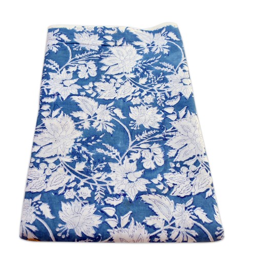 High Quality Blue Floral Block Printed Cotton Fabric Indian Handmade for Women's Shirt Wholesale for Running Garment Making High Quality Blue Floral Block Printed Cotton Fabric Indian Handmade for Women's Shirt Wholesale for Running Garment Making